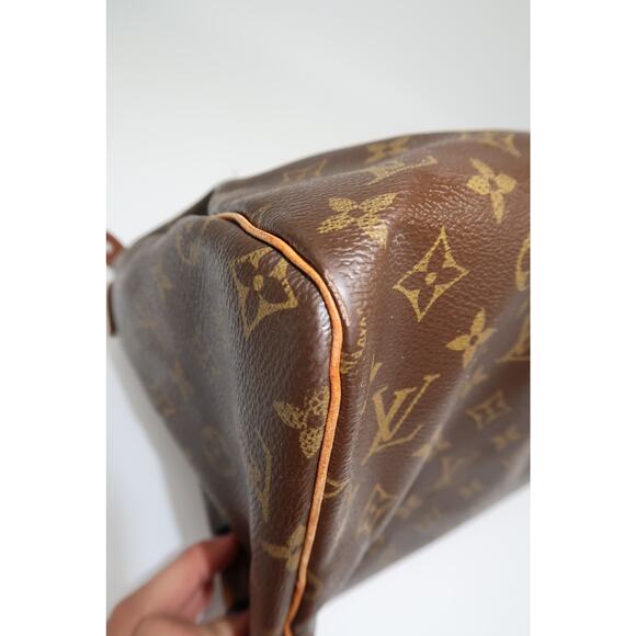 Vintage Louis Vuitton Leather Monogram Speedy Boston Hand Bag Brown - Picture 12 of 16